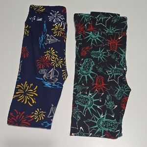 LuLaRoe Black and Teal Patterned Leggings